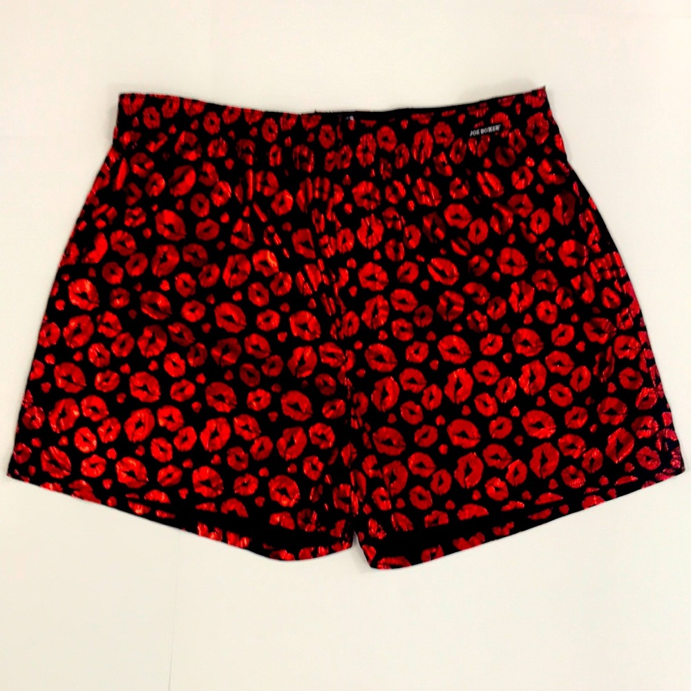 Joe Boxer XL boxer shorts Excellent Condition shiny red hot lips on black